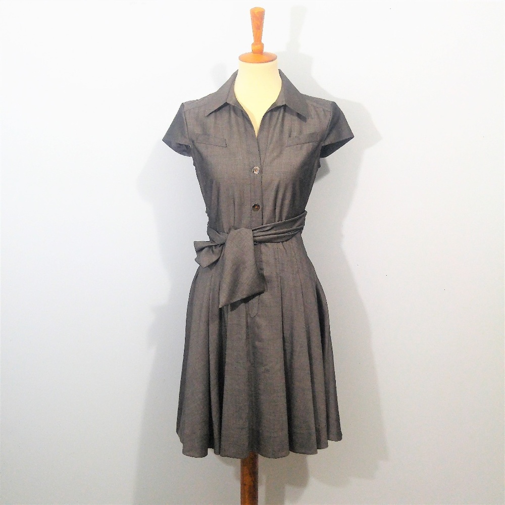 NW3 Hobbs Gray Shirt Dress with Tie Belt